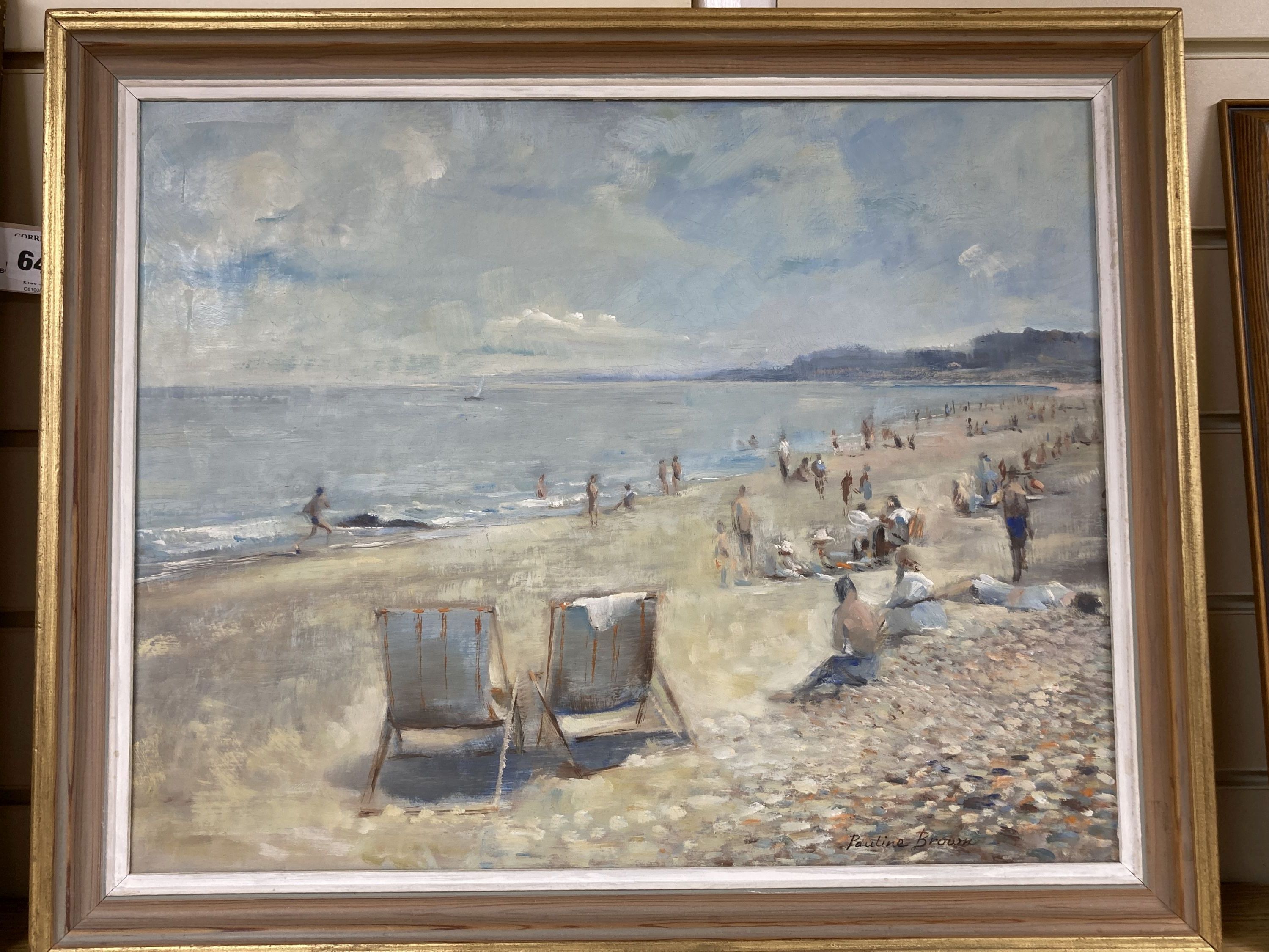 Pauline Brown (1926-), oil on board, Beach scene, signed, 39 x 49cm